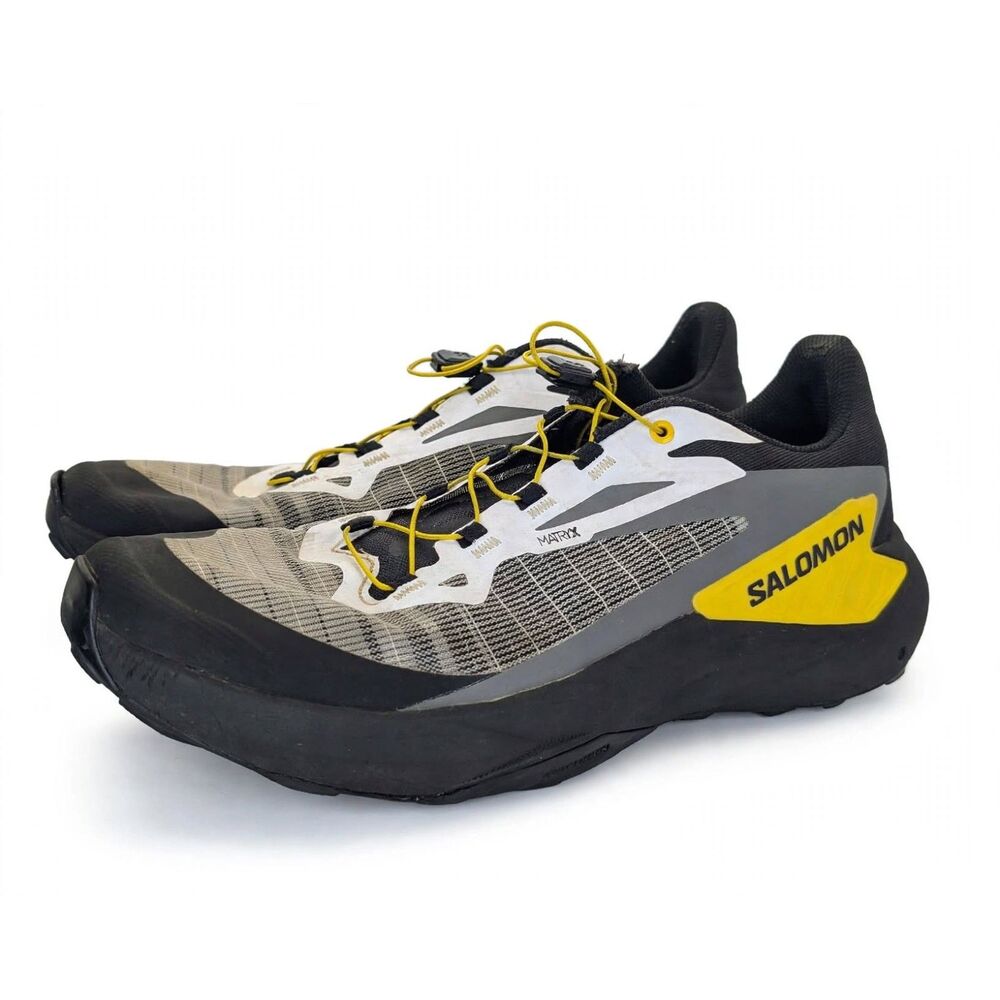 Salomon Genesis Mens 11 Black Yellow Trail Running Shoes Matryx Contagrip Used